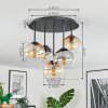 Koyoto Plafondlamp, Kogellampje 45 cm Amber, Duidelijk, Rookkleurig, 5-lichts