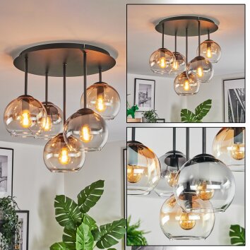 Koyoto Plafondlamp, Kogellampje 45 cm Amber, Duidelijk, Rookkleurig, 5-lichts