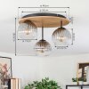 Koyoto Plafondlamp, Kogellampje 40 cm Natuurlijke kleuren, Zwart, 3-lichts