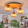 Koyoto Plafondlamp, Kogellampje 40 cm Natuurlijke kleuren, Zwart, 3-lichts