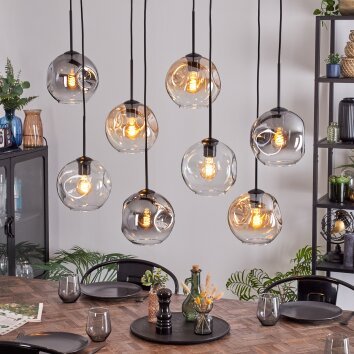 Ripoll Hanglamp, Kogellampje, Hanglamp Amber, Duidelijk, Rookkleurig, 8-lichts