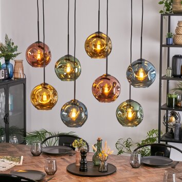 Ripoll Hanglamp, Kogellampje, Hanglamp Blauw, Goud, Groen, Koperkleurig, 8-lichts