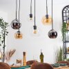 Koyoto Hanglamp, Kogellampje, Hanglamp Amber, Chroom, Duidelijk, Rookkleurig, 6-lichts