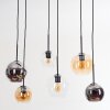 Koyoto Hanglamp, Kogellampje, Hanglamp Amber, Chroom, Duidelijk, Rookkleurig, 6-lichts