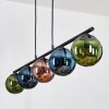 Gastor Hanglamp, Kogellampje, Hanglamp Blauw, Groen, Koperkleurig, 5-lichts