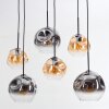 Ripoll Hanglamp, Kogellampje, Hanglamp Amber, Duidelijk, Rookkleurig, 6-lichts