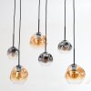 Ripoll Hanglamp, Kogellampje, Hanglamp Amber, Duidelijk, Rookkleurig, 6-lichts