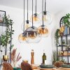 Koyoto Hanglamp, Kogellampje, Hanglamp Amber, Duidelijk, Rookkleurig, 6-lichts