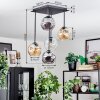 Ripoll Plafondlamp, Kogellampje Amber, Duidelijk, Rookkleurig, 5-lichts