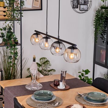 Koyoto Hanglamp, Kogellampje, Hanglamp Amber, Duidelijk, Rookkleurig, 4-lichts