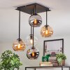 Koyoto Plafondlamp, Kogellampje Amber, Chroom, Duidelijk, Rookkleurig, 5-lichts