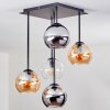 Koyoto Plafondlamp, Kogellampje Amber, Chroom, Duidelijk, Rookkleurig, 5-lichts