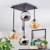Koyoto Plafondlamp, Kogellampje Amber, Chroom, Duidelijk, Rookkleurig, 5-lichts