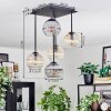 Koyoto Plafondlamp, Kogellampje Amber, Duidelijk, Rookkleurig, 5-lichts