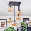 Koyoto Plafondlamp, Kogellampje Amber, 5-lichts