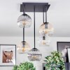 Koyoto Plafondlamp, Kogellampje Amber, Duidelijk, Rookkleurig, 5-lichts
