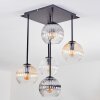 Koyoto Plafondlamp, Kogellampje Amber, Duidelijk, Rookkleurig, 5-lichts