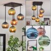 Koyoto Plafondlamp, Kogellampje Blauw, Groen, Koperkleurig, 5-lichts
