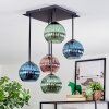 Koyoto Plafondlamp, Kogellampje Blauw, Groen, Koperkleurig, 5-lichts