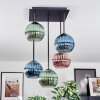 Koyoto Plafondlamp, Kogellampje Blauw, Groen, Koperkleurig, 5-lichts