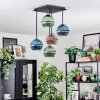 Koyoto Plafondlamp, Kogellampje Blauw, Groen, Koperkleurig, 5-lichts