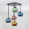 Koyoto Plafondlamp, Kogellampje Blauw, Goud, Groen, Koperkleurig, 5-lichts