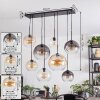 Koyoto Hanglamp, Kogellampje, Hanglamp Antraciet, Zilver, Wit, 8-lichts