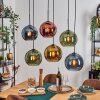 Koyoto Hanglamp, Kogellampje, Hanglamp Blauw, Goud, Groen, Koperkleurig, 6-lichts