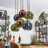 Koyoto Hanglamp, Kogellampje, Hanglamp Blauw, Goud, Groen, Koperkleurig, 6-lichts