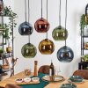 Koyoto Hanglamp, Kogellampje, Hanglamp Blauw, Goud, Groen, Koperkleurig, 6-lichts
