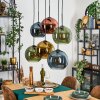 Koyoto Hanglamp, Kogellampje, Hanglamp Blauw, Goud, Groen, Koperkleurig, 6-lichts