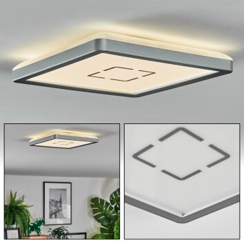 Simonstorp Plafondlamp, Paneel LED Zilver, Wit, 1-licht