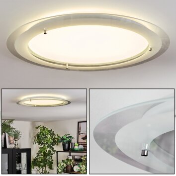 Ipres Plafondlamp, Paneel LED Zilver, Wit, 1-licht