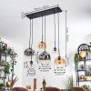 Ripoll Hanglamp, Kogellampje, Hanglamp Amber, Duidelijk, Rookkleurig, 6-lichts