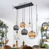 Ripoll Hanglamp, Kogellampje, Hanglamp Amber, Duidelijk, Rookkleurig, 6-lichts