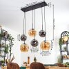 Ripoll Hanglamp, Kogellampje, Hanglamp Amber, Rookkleurig, 6-lichts