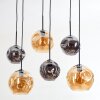 Ripoll Hanglamp, Kogellampje, Hanglamp Amber, Rookkleurig, 6-lichts