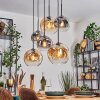 Ripoll Hanglamp, Kogellampje, Hanglamp Amber, Duidelijk, Rookkleurig, 6-lichts
