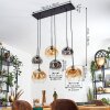 Ripoll Hanglamp, Kogellampje, Hanglamp Amber, Duidelijk, Rookkleurig, 6-lichts