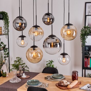 Gastor Hanglamp, Kogellampje, Hanglamp Amber, Duidelijk, Rookkleurig, 8-lichts