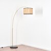 Ramila Staande lamp, Booglampen Messing, Zwart, 1-licht, Stoffen lampenkap