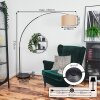 Soungou Staande lamp, Booglampen Chroom, Zwart, 1-licht, Stoffen lampenkap