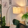 Bassagoda Staande lamp, Booglampen Chroom, Zwart, 1-licht, Stoffen lampenkap