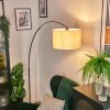 Bassagoda Staande lamp, Booglampen Chroom, Zwart, 1-licht, Stoffen kap