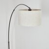 Bassagoda Staande lamp, Booglampen Chroom, Zwart, 1-licht, Stoffen kap