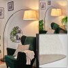 Bassagoda Staande lamp, Booglampen Chroom, Zwart, 1-licht, Stoffen kap
