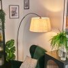 Bassagoda Staande lamp, Booglampen Chroom, Zwart, 1-licht, Stoffen kap