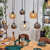 Koyoto Hanglamp, Kogellampje, Hanglamp Amber, Chroom, Duidelijk, Rookkleurig, 6-lichts