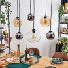 Koyoto Hanglamp, Kogellampje, Hanglamp Amber, Chroom, Duidelijk, Rookkleurig, 6-lichts