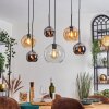 Koyoto Hanglamp, Kogellampje, Hanglamp Amber, Chroom, Duidelijk, Rookkleurig, 6-lichts